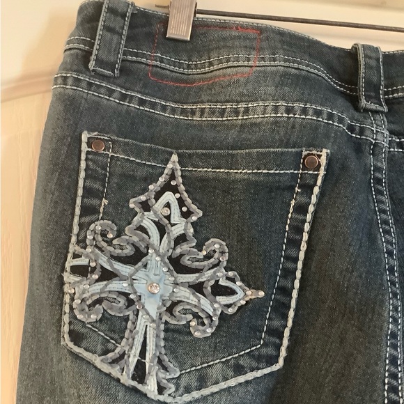 Low rise Boot cut jeans Sz 15/16 Back pocket bling - Picture 7 of 8